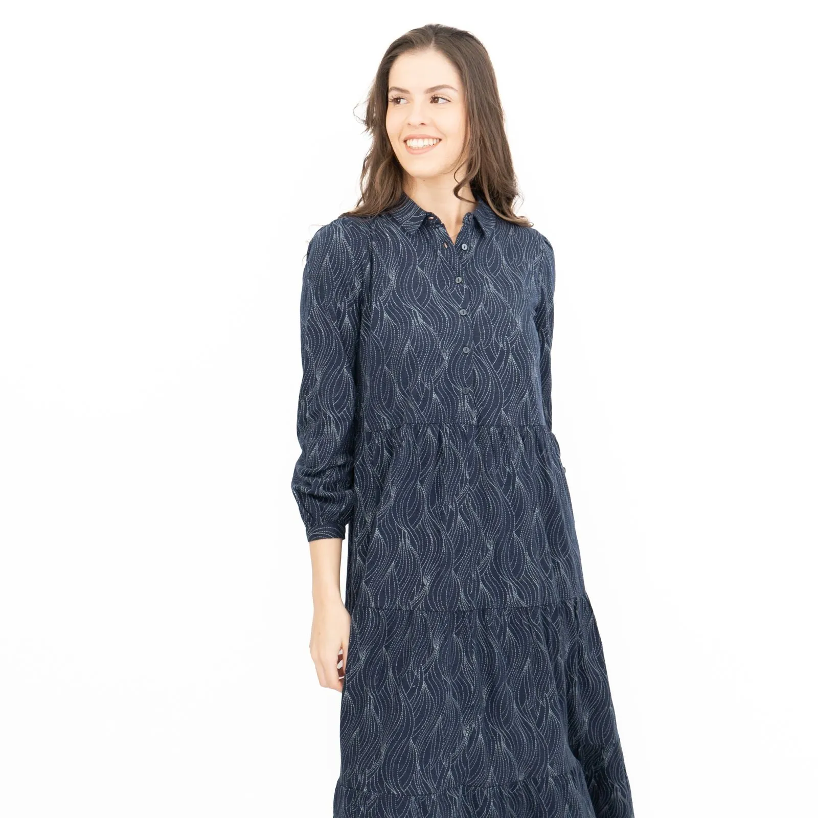 Seasalt Womens Navy Jersey Windflower Tiered Midi Dress