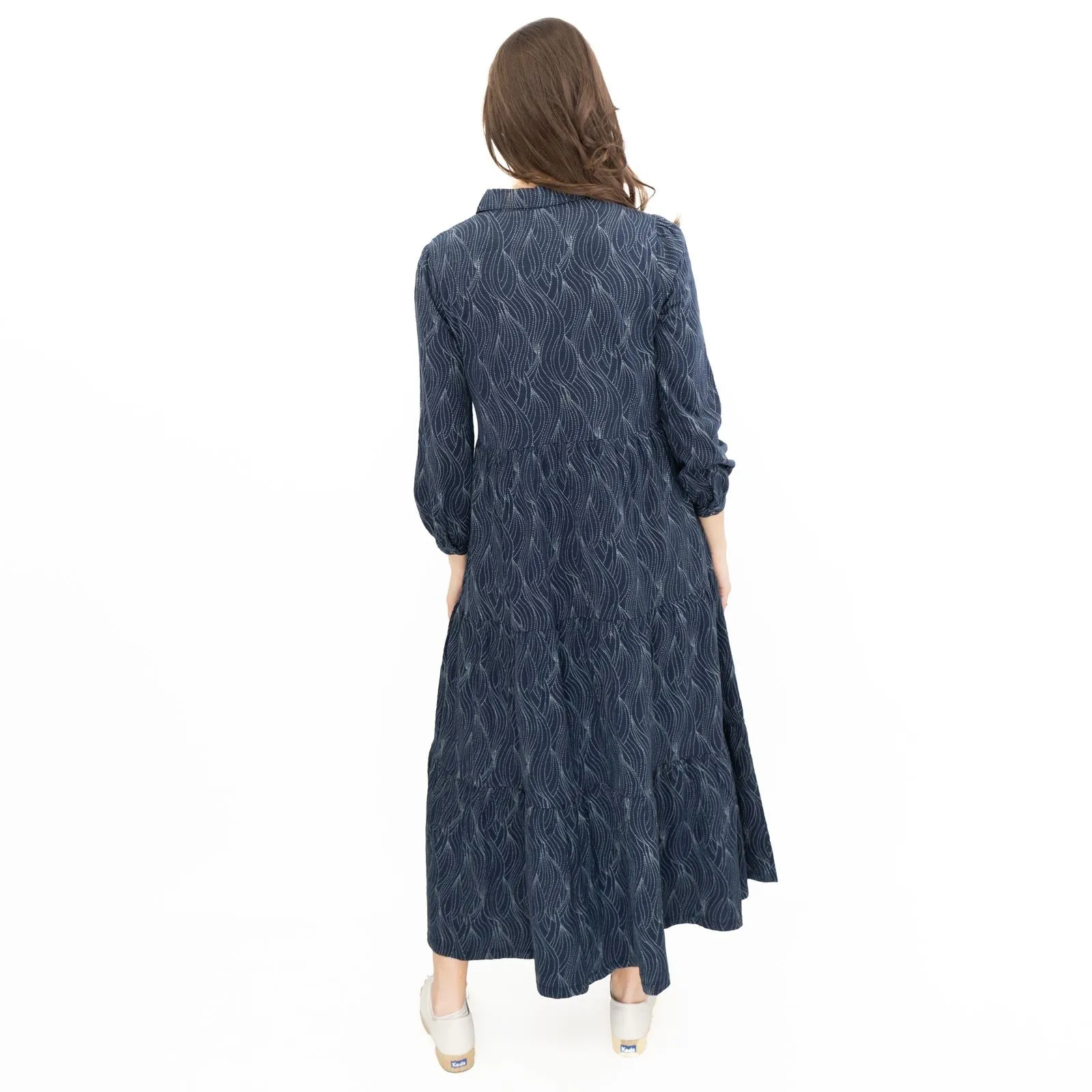 Seasalt Womens Navy Jersey Windflower Tiered Midi Dress