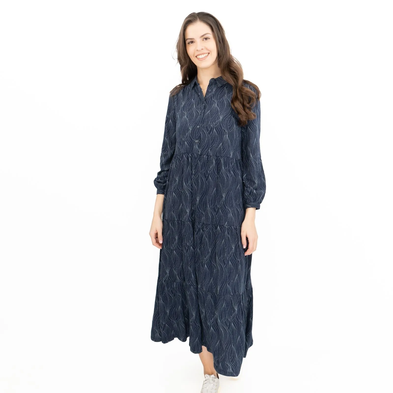 Seasalt Womens Navy Jersey Windflower Tiered Midi Dress