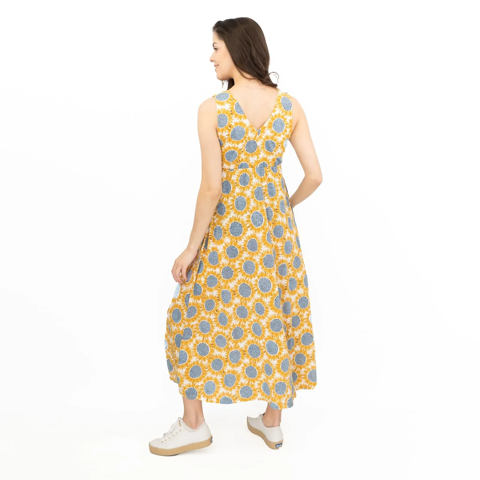 Seasalt Womens Polmanter Yellow Sunflower Jersey Dress