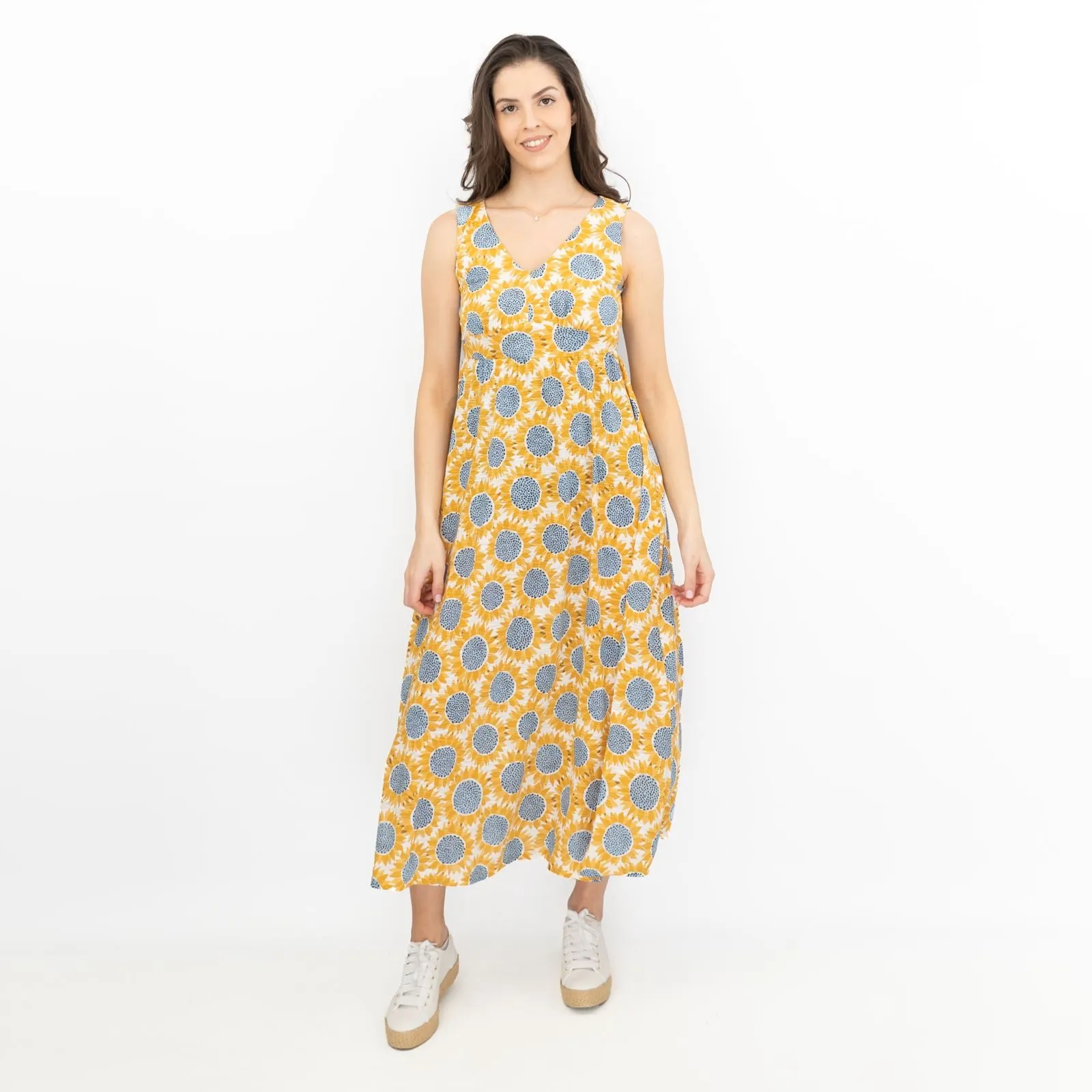 Seasalt Womens Polmanter Yellow Sunflower Jersey Dress