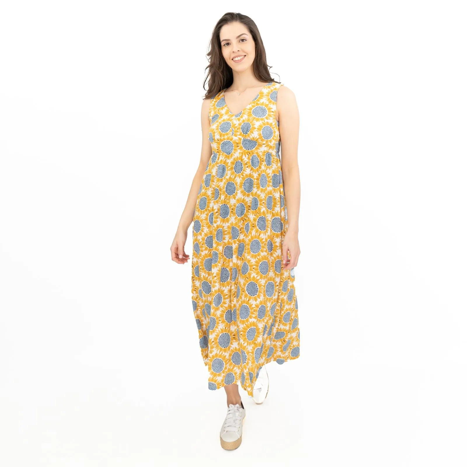 Seasalt Womens Polmanter Yellow Sunflower Jersey Dress