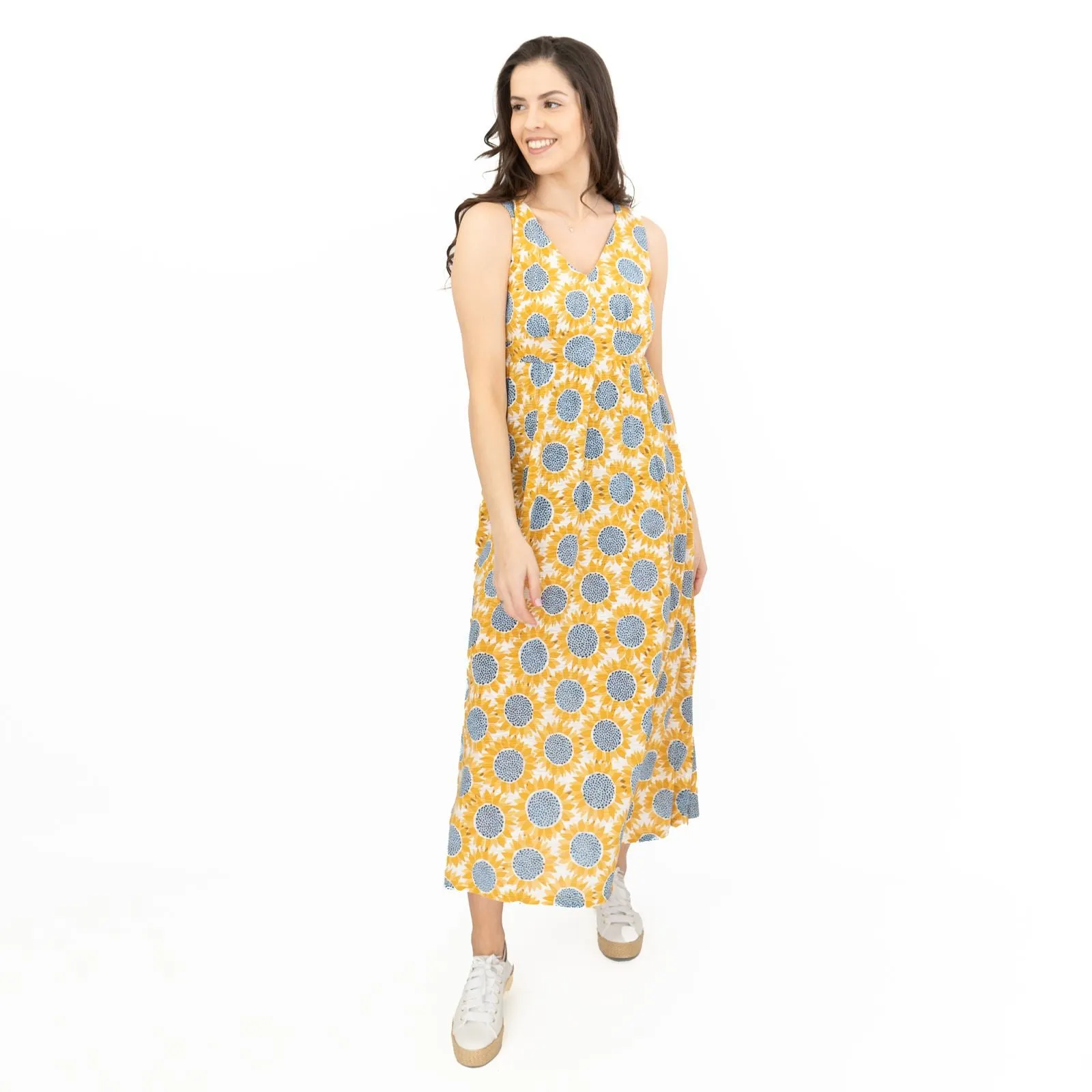 Seasalt Womens Polmanter Yellow Sunflower Jersey Dress