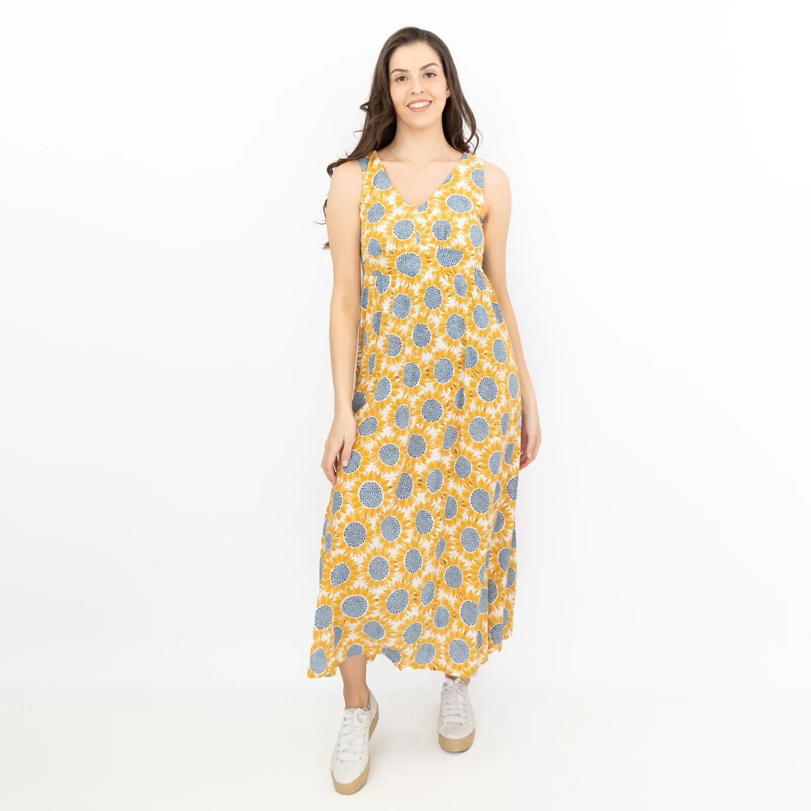 Seasalt Womens Polmanter Yellow Sunflower Jersey Dress