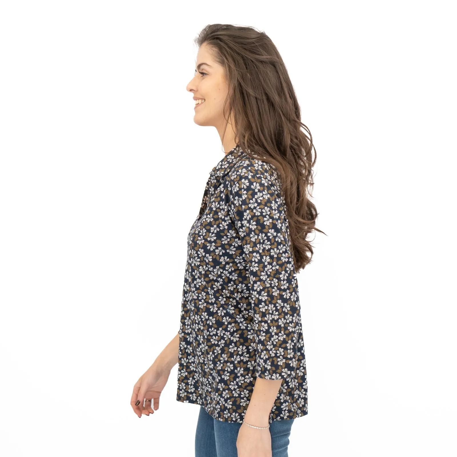Seasalt Womens Wavecrest Shirt Navy Blue Cotton Jersey