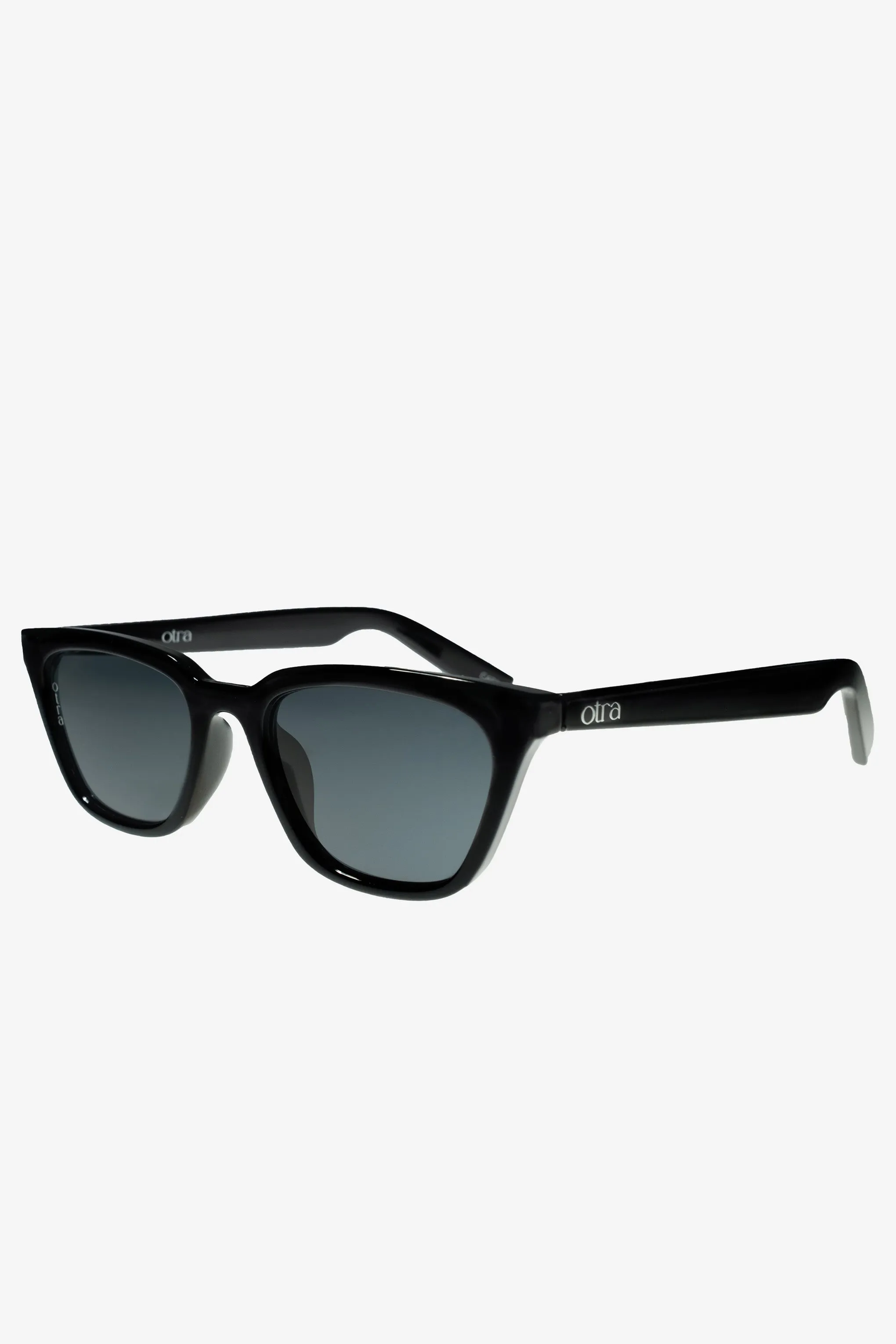 Seva | Otra Black Rounded Slim Cat Eye Sunglasses Club L London