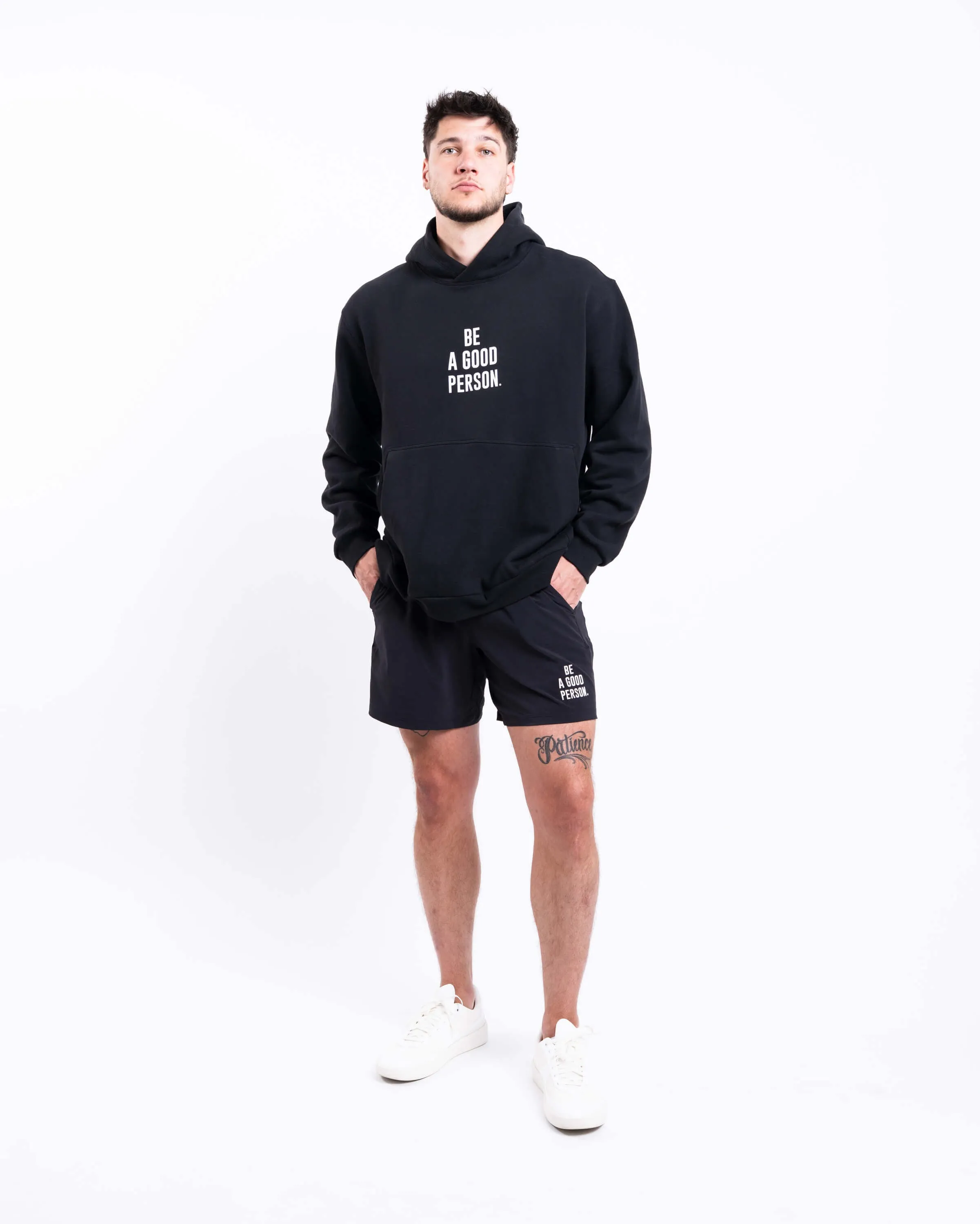 Steady State Pullover Hoodie - Black - lululemon // BE A GOOD PERSON *Pre-Order*