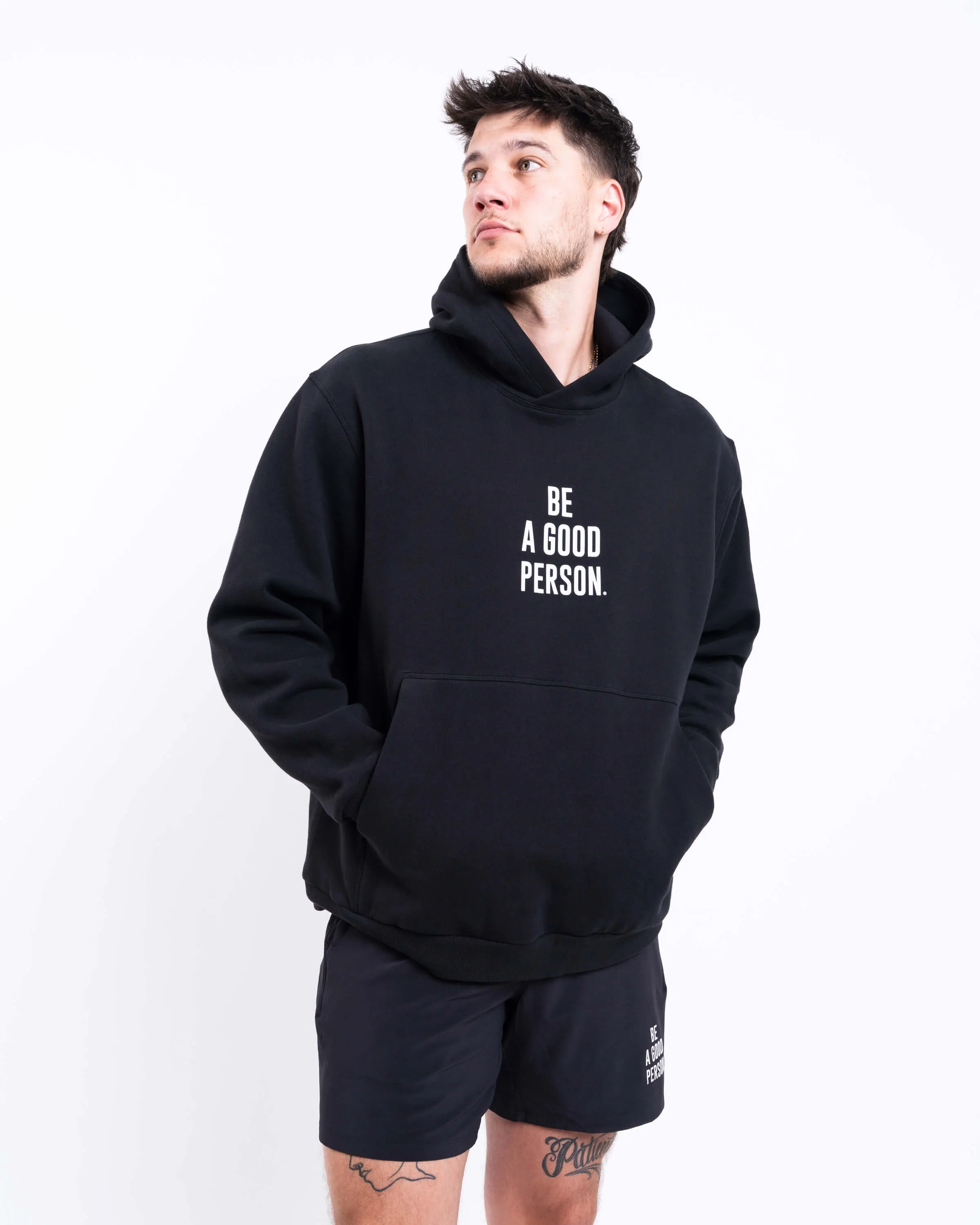 Steady State Pullover Hoodie - Black - lululemon // BE A GOOD PERSON *Pre-Order*