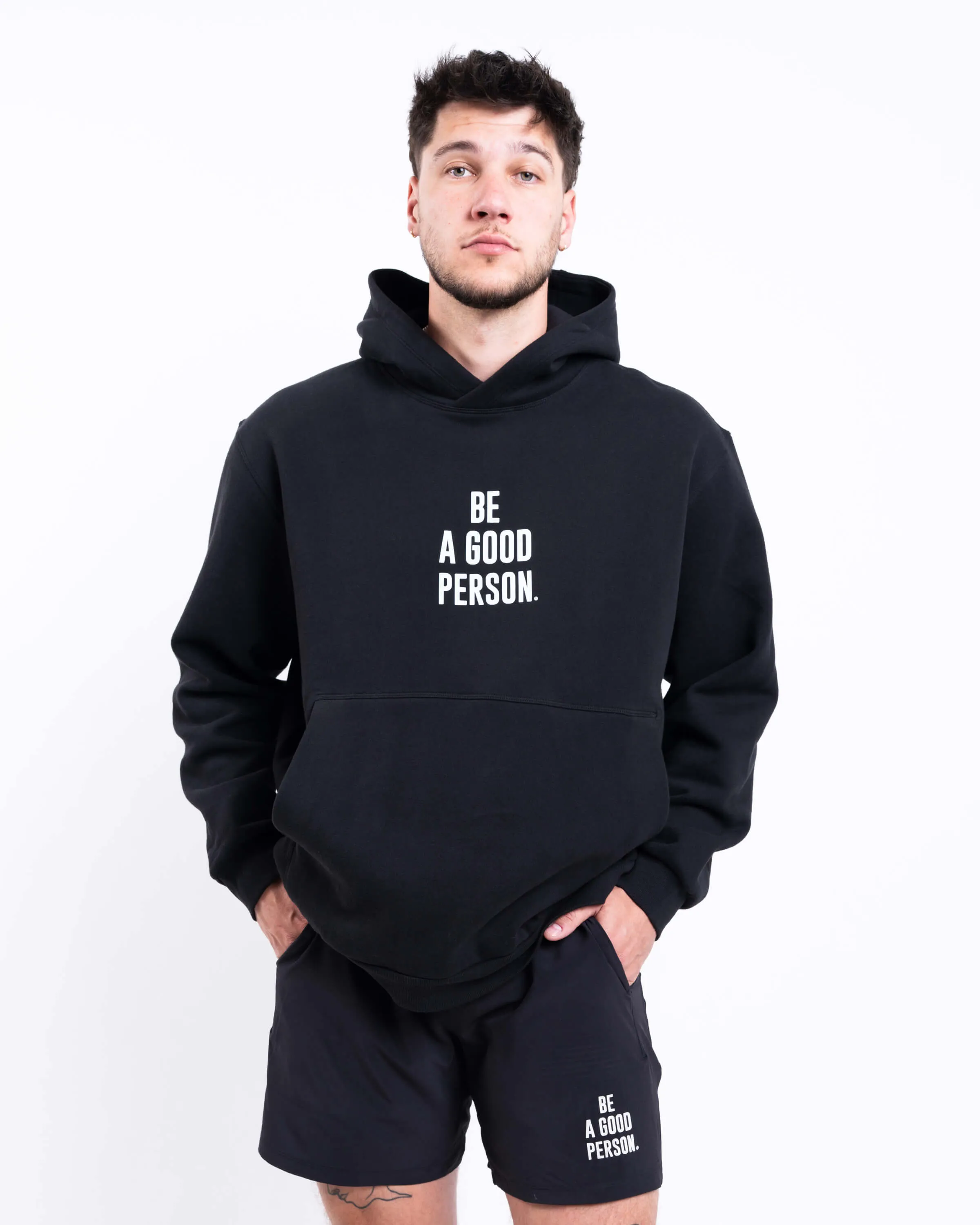 Steady State Pullover Hoodie - Black - lululemon // BE A GOOD PERSON *Pre-Order*