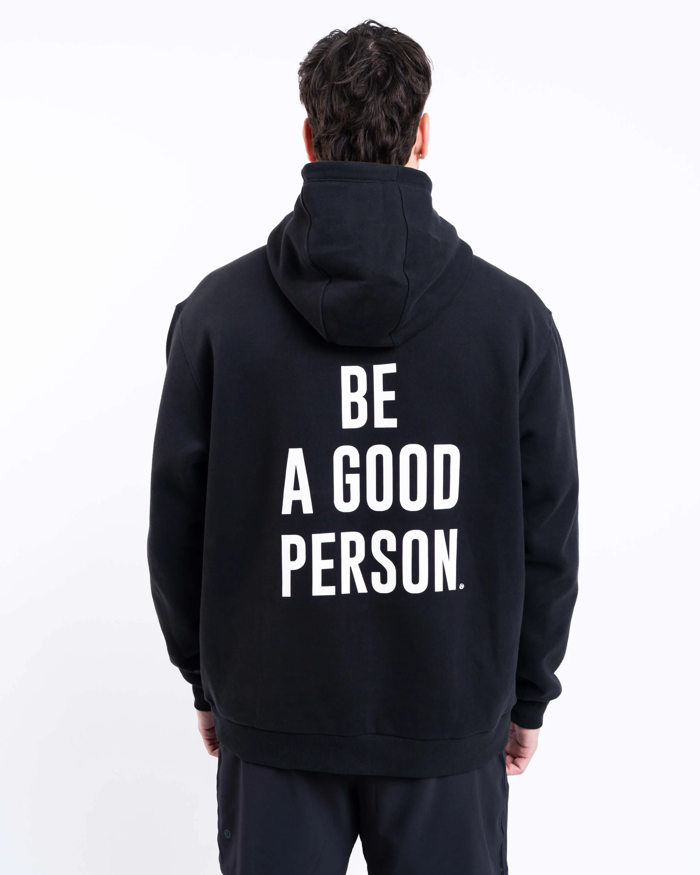 Steady State Pullover Hoodie - Black - lululemon // BE A GOOD PERSON *Pre-Order*