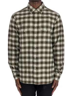 Tom Ford Mens Grand Check Western Shirt in Green