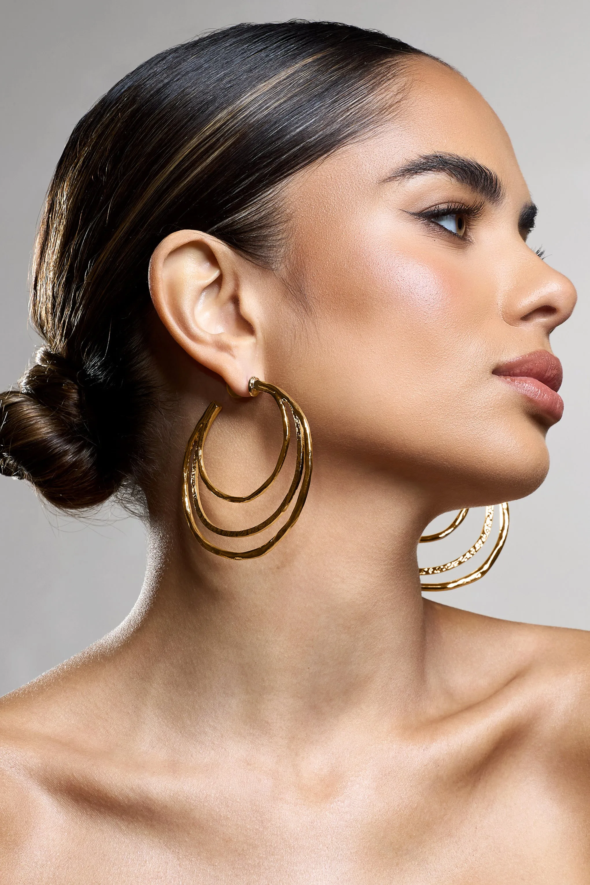 Trilogy | Gold Layered Hoop Earrings Club L London