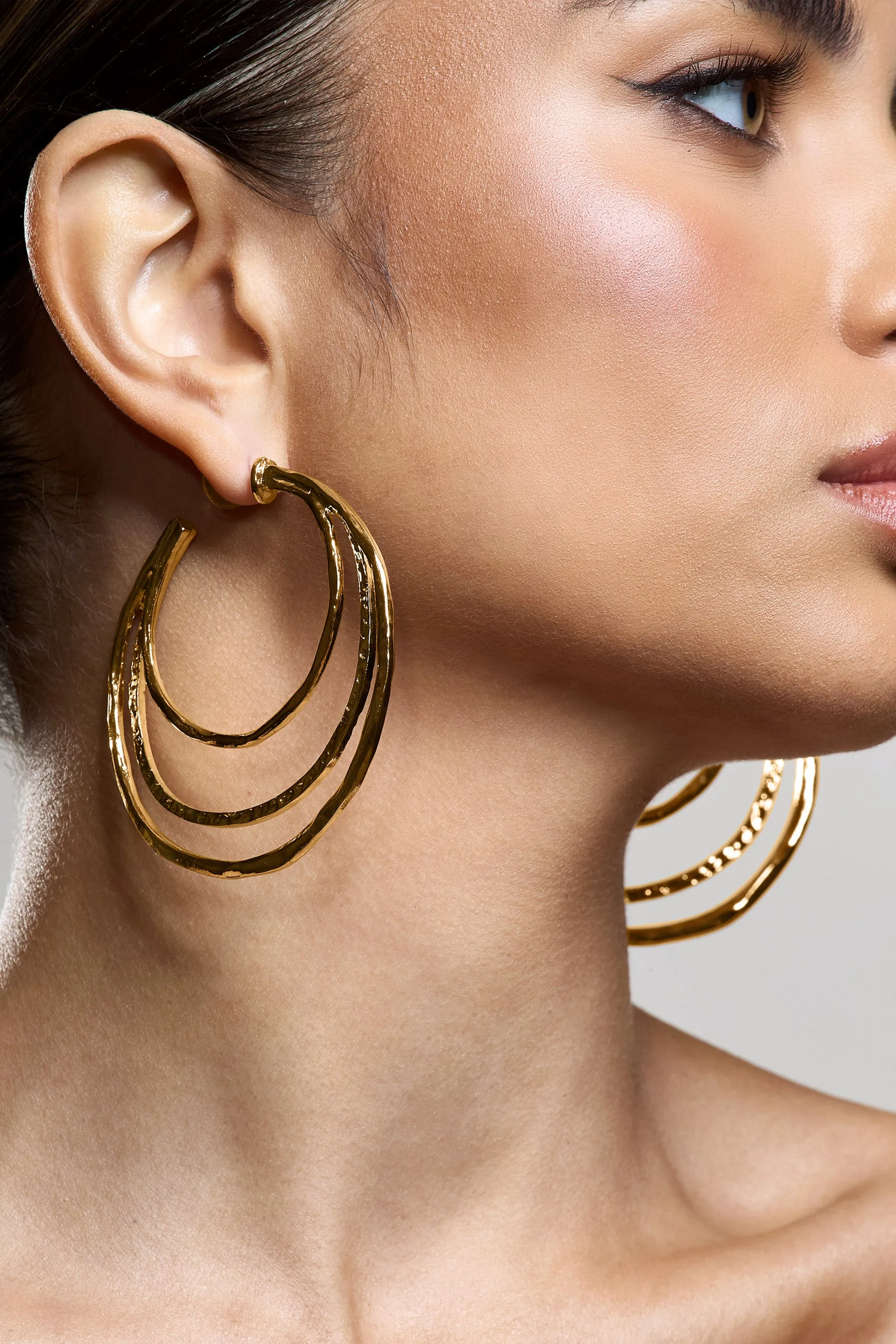 Trilogy | Gold Layered Hoop Earrings Club L London