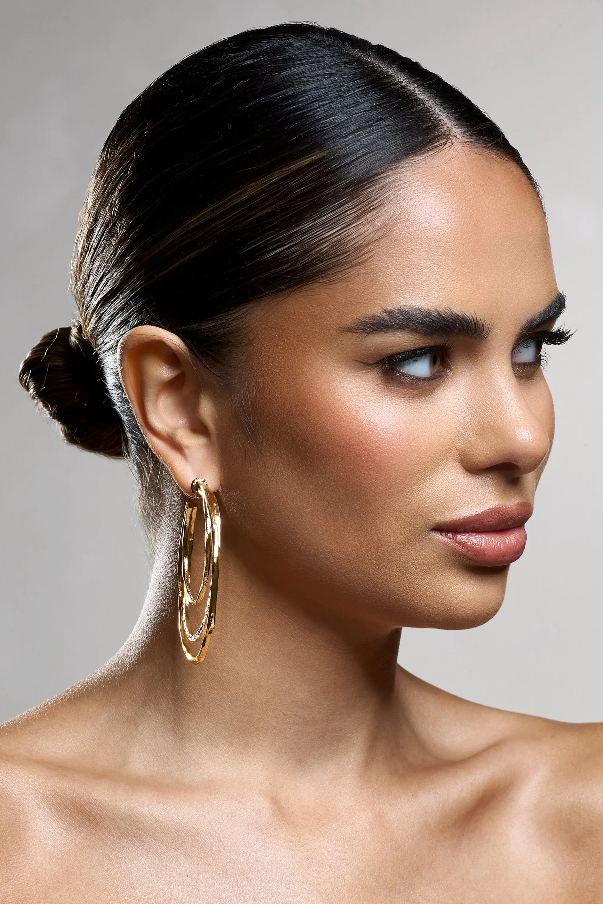 Trilogy | Gold Layered Hoop Earrings Club L London