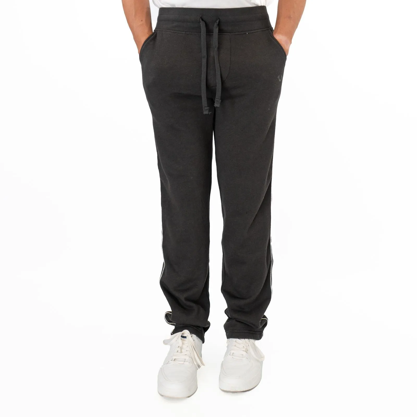 True Religion Mens Black Silver Metalic Detail Jogger Sweatpants