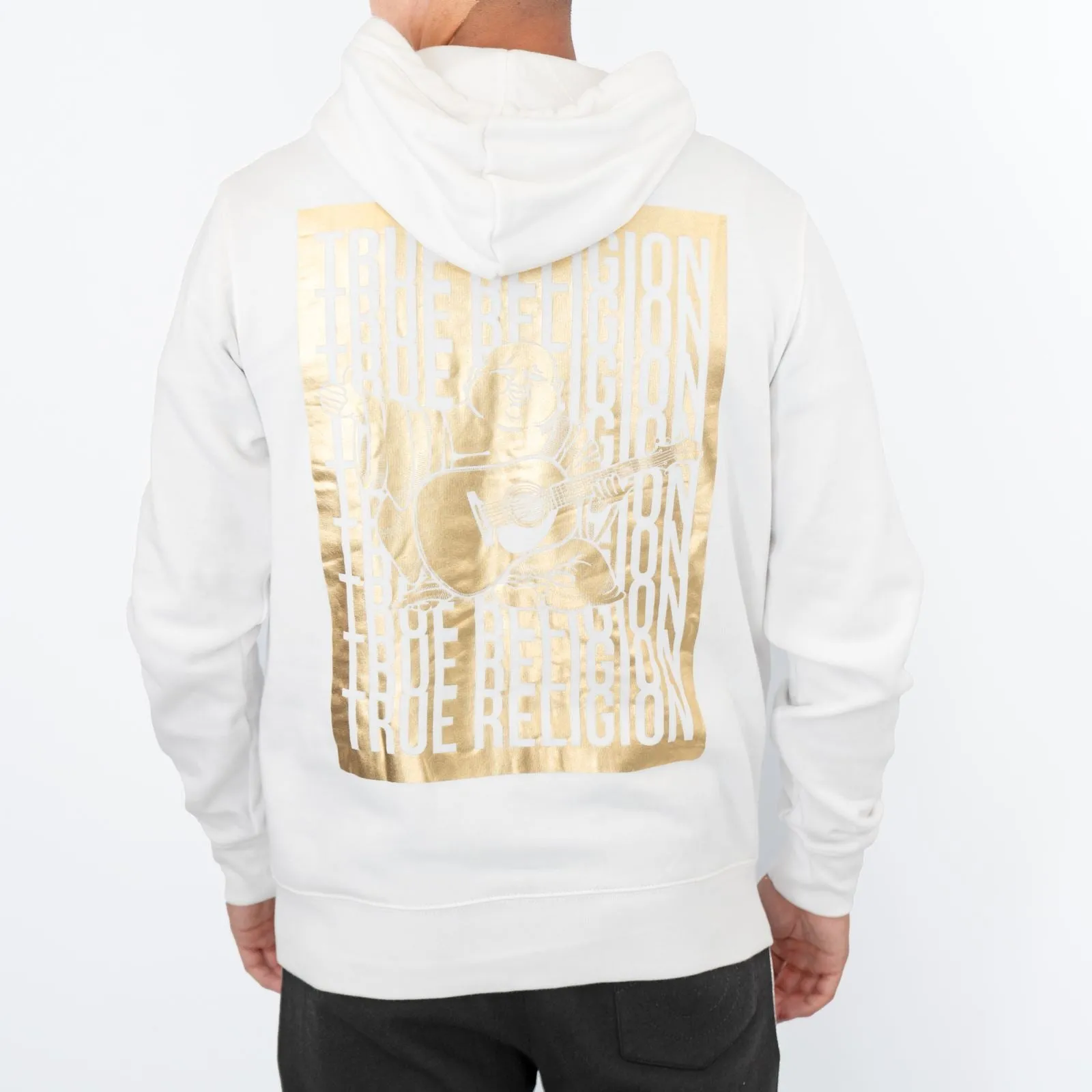 True Religion Mens White Zip Up Hoodie Long Sleeve Tops