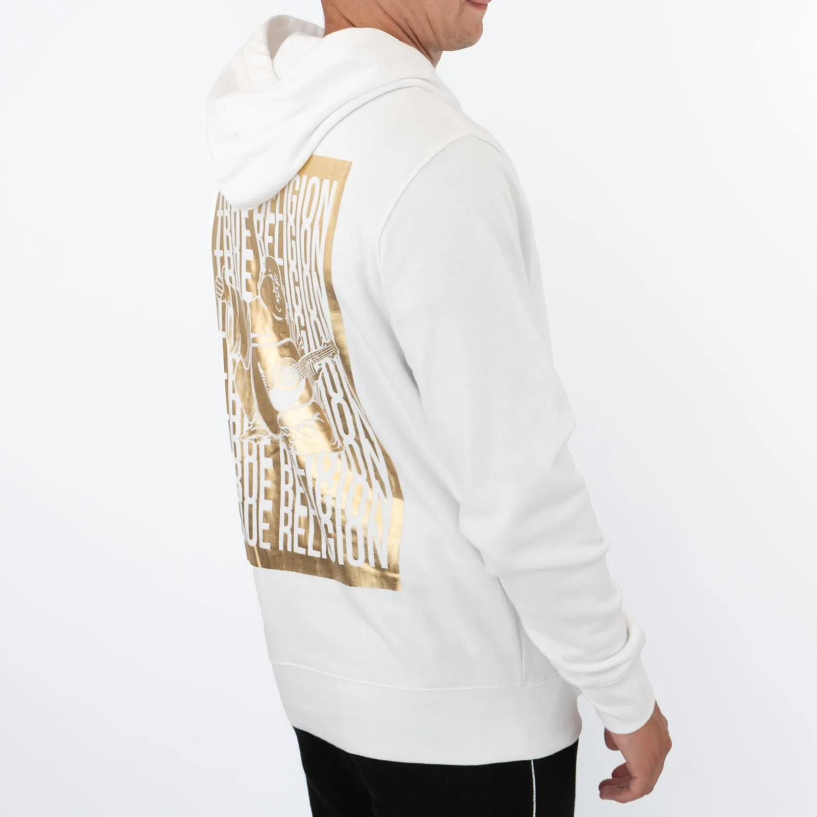 True Religion Mens White Zip Up Hoodie Long Sleeve Tops