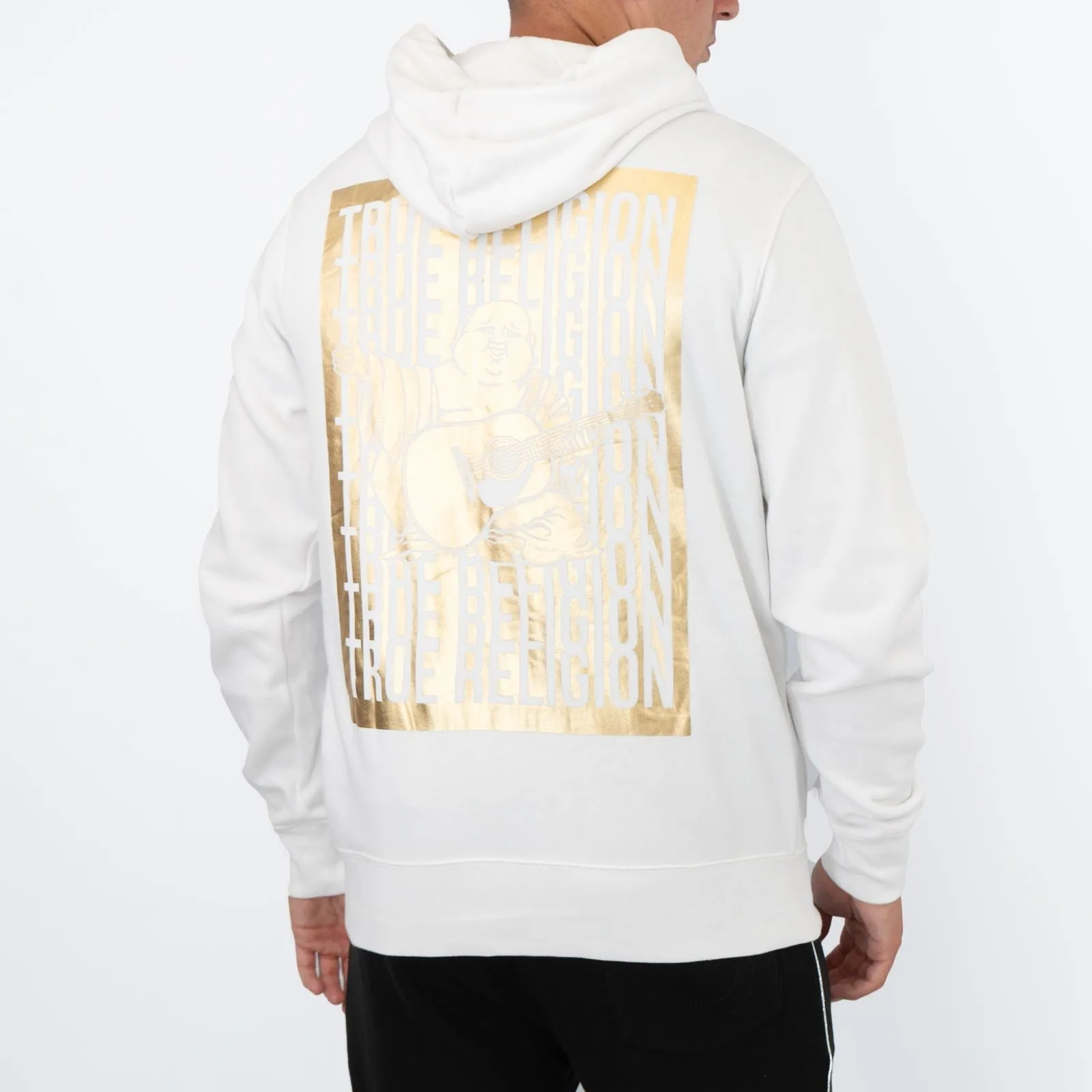 True Religion Mens White Zip Up Hoodie Long Sleeve Tops