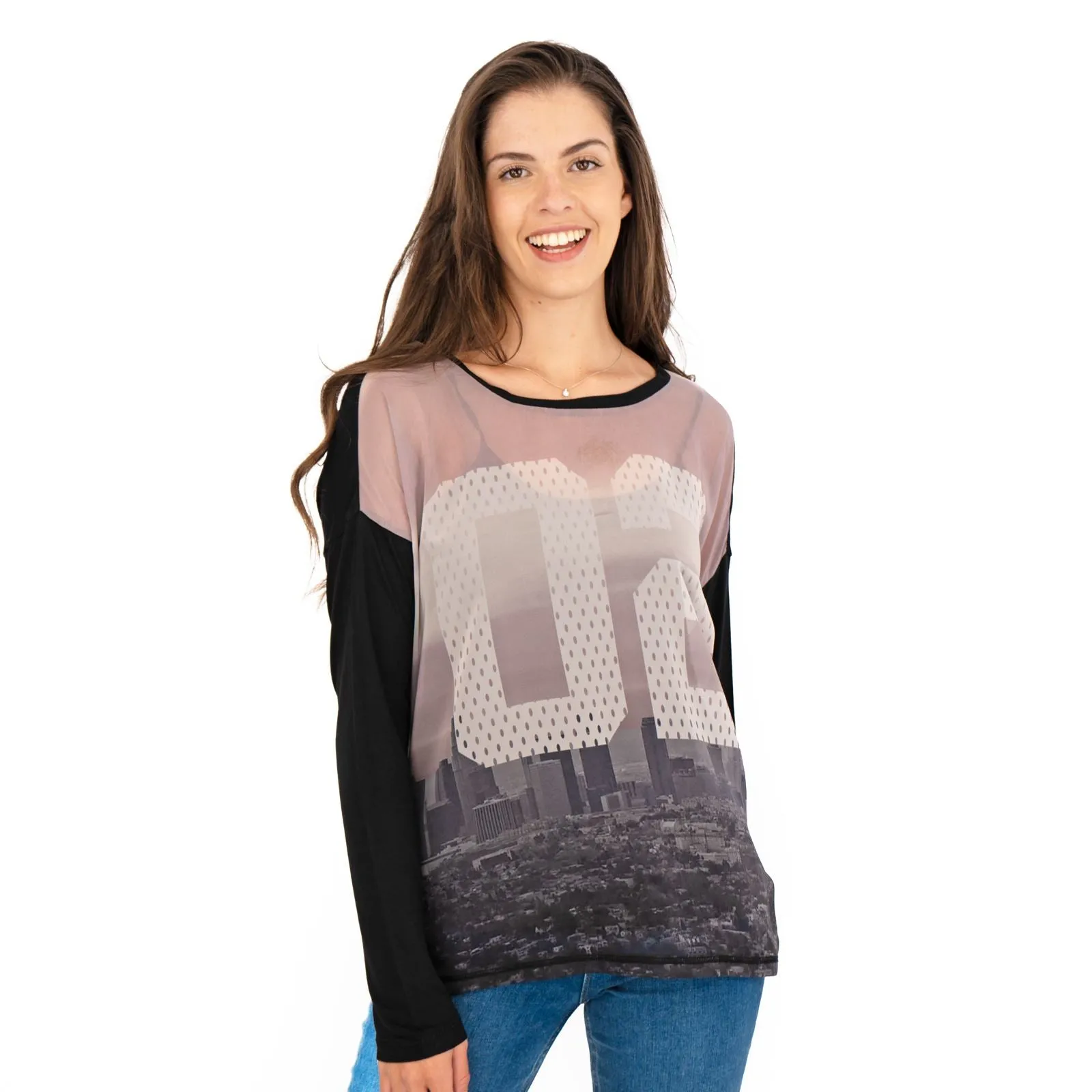 True Religion Womens Black Top T-Shirt Long Sleeve Mesh