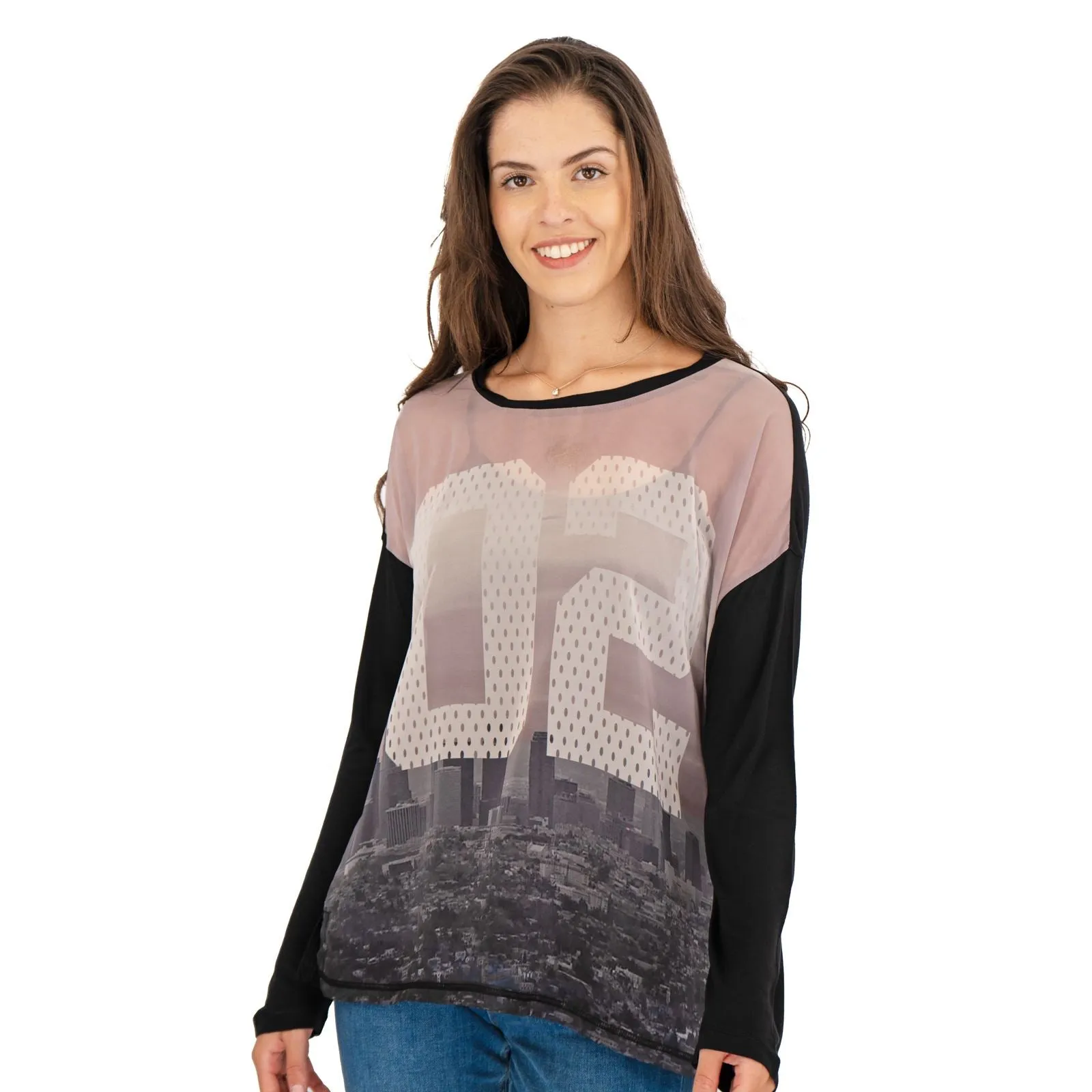 True Religion Womens Black Top T-Shirt Long Sleeve Mesh