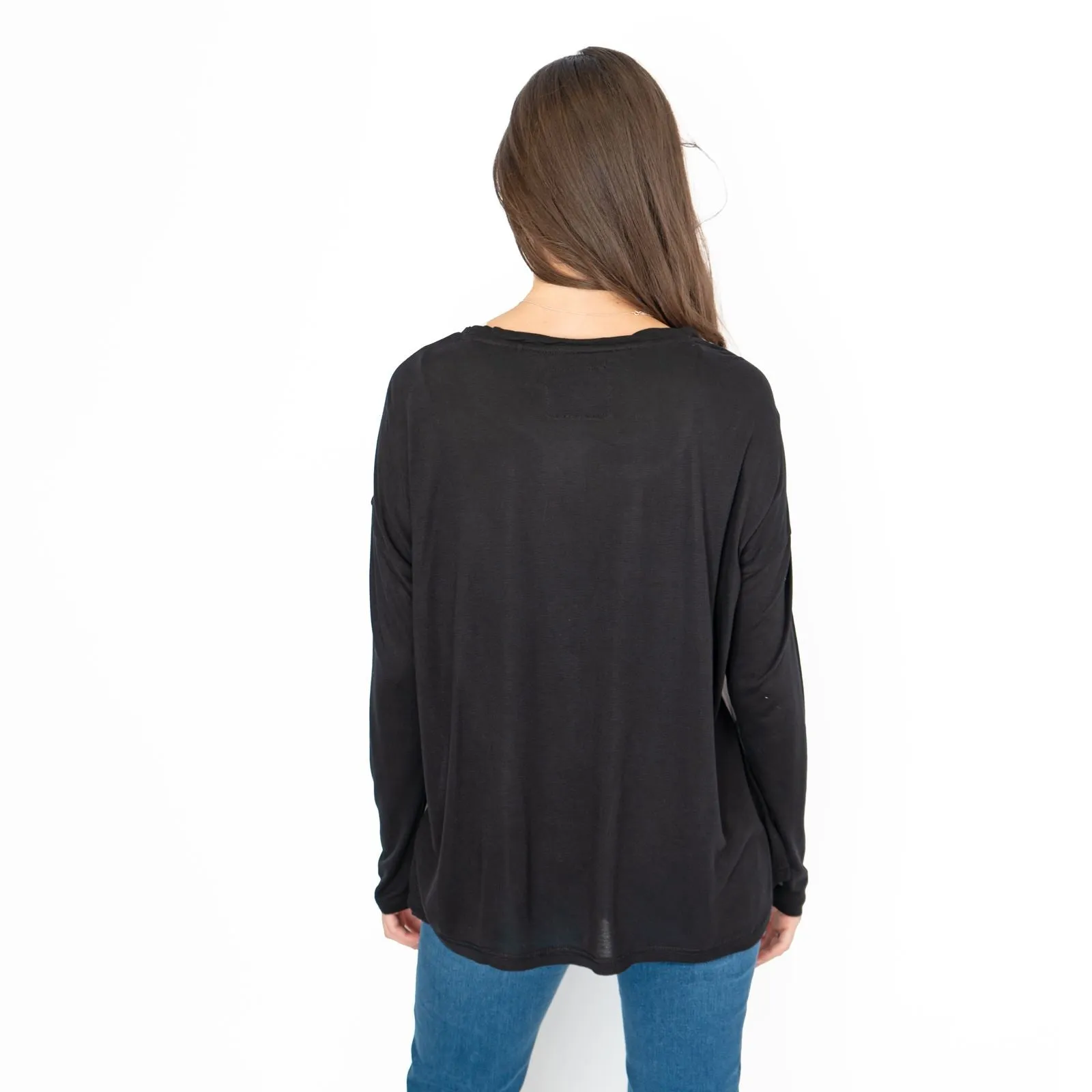 True Religion Womens Black Top T-Shirt Long Sleeve Mesh