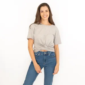 True Religion Womens Grey Top Short Sleeve Cropped