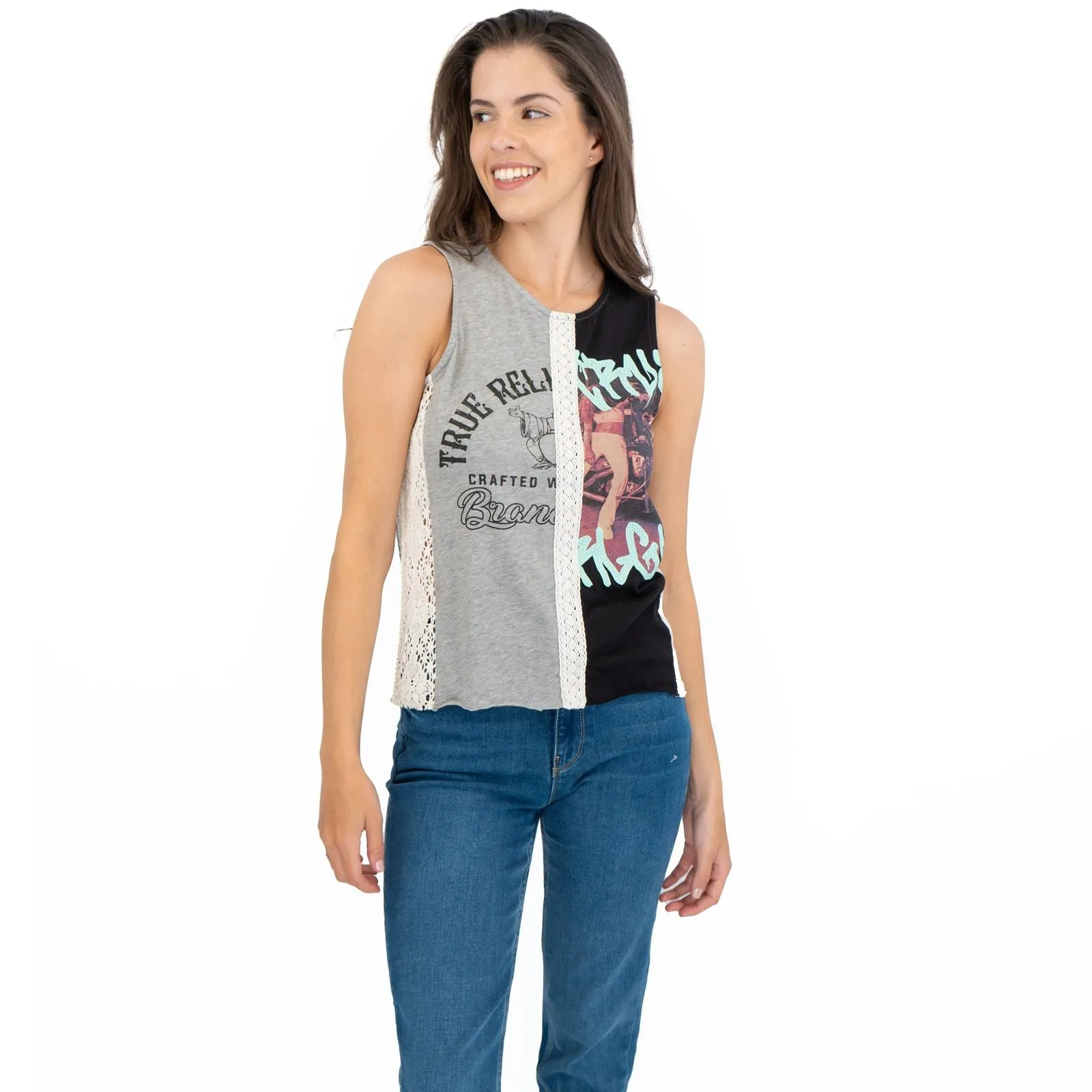 True Religion Womens Grey Vest Tank Top Sleeveless
