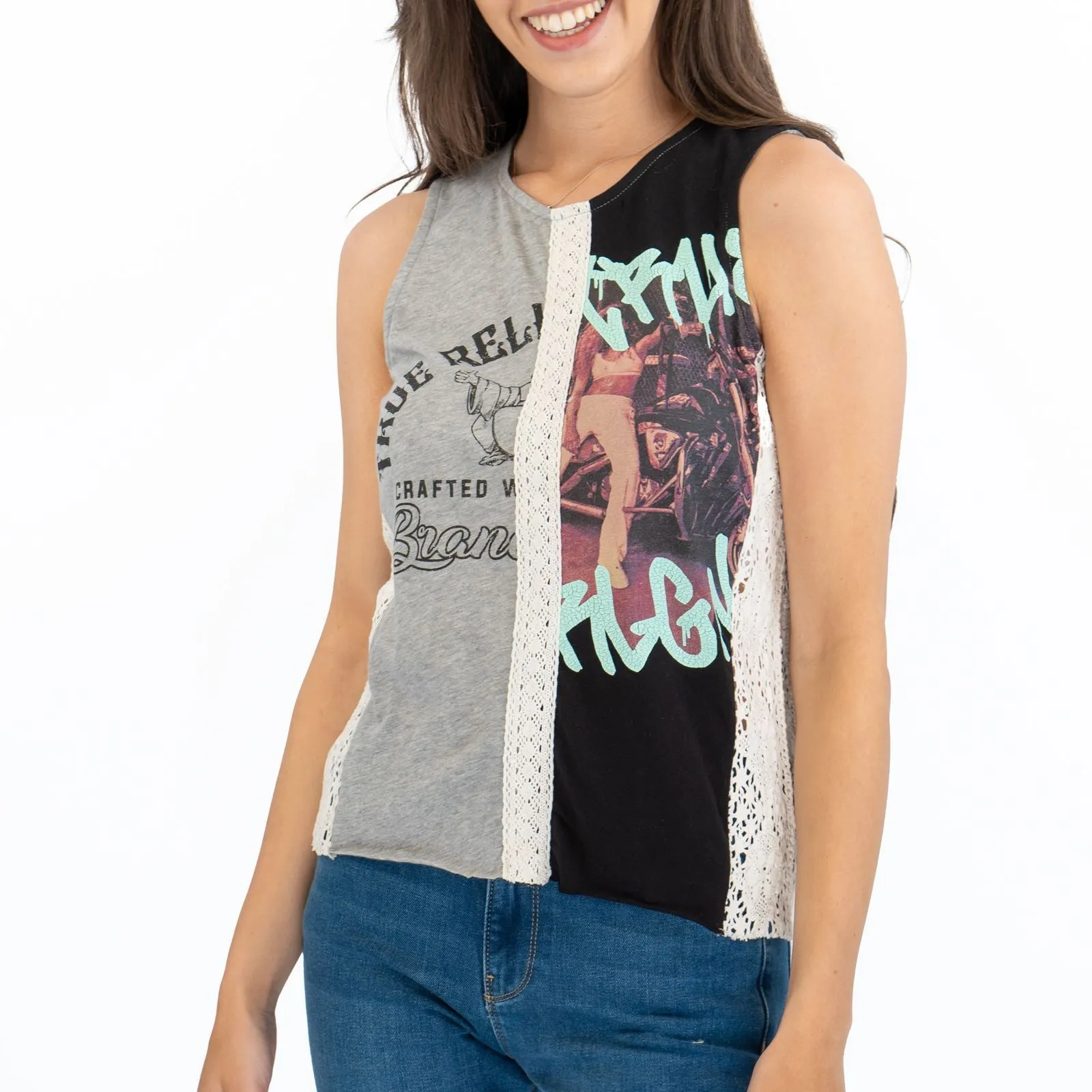 True Religion Womens Grey Vest Tank Top Sleeveless