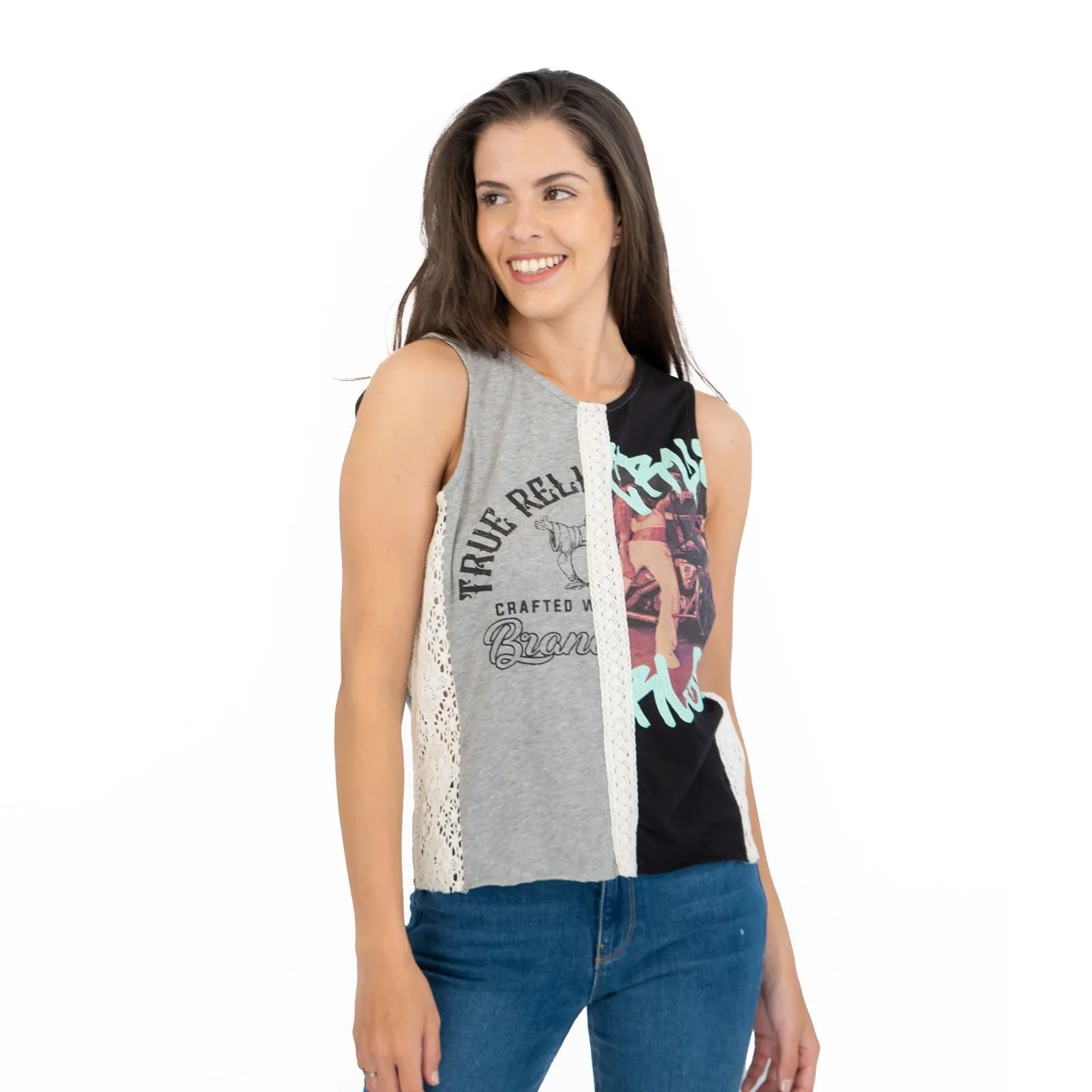 True Religion Womens Grey Vest Tank Top Sleeveless