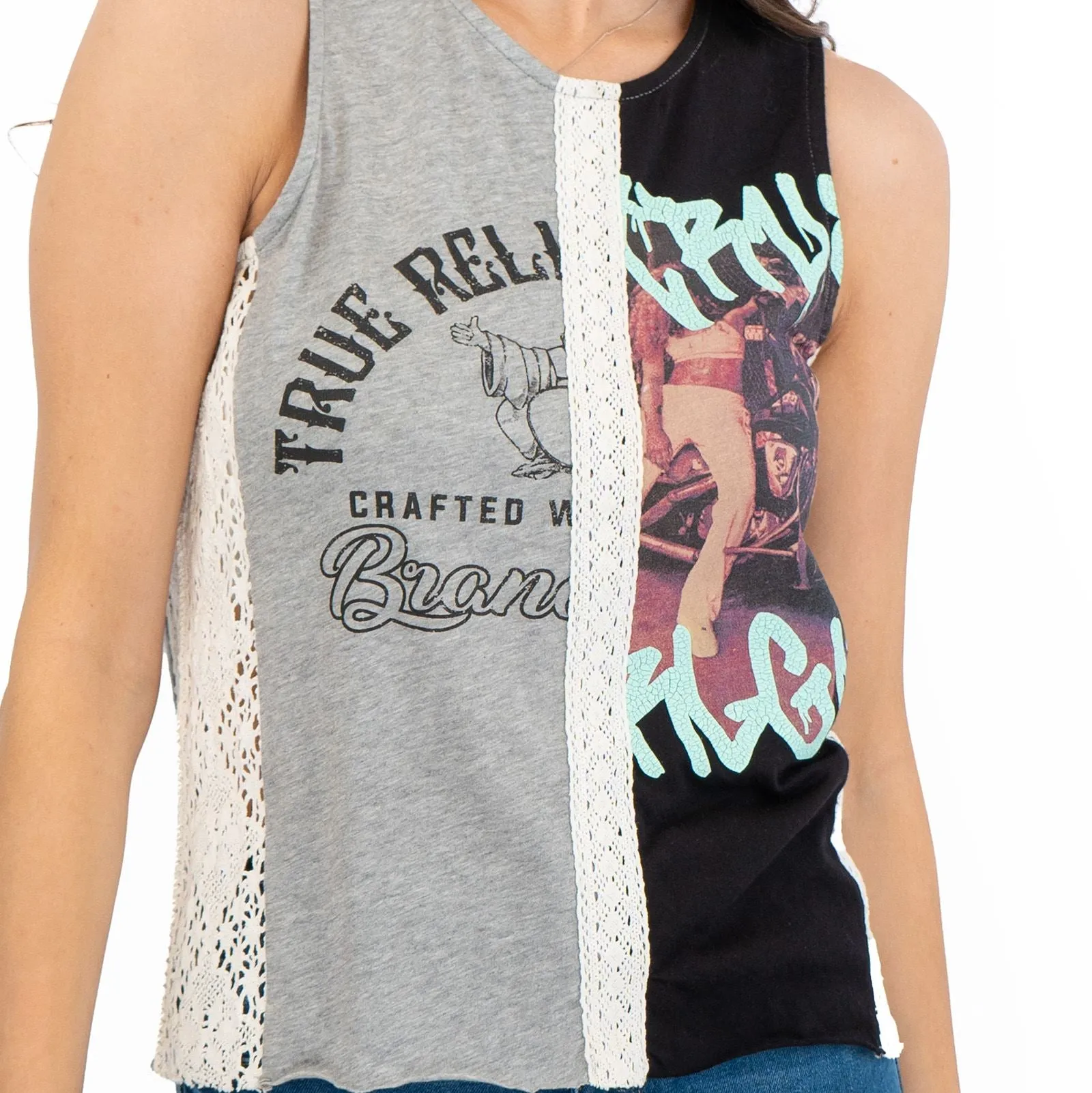 True Religion Womens Grey Vest Tank Top Sleeveless
