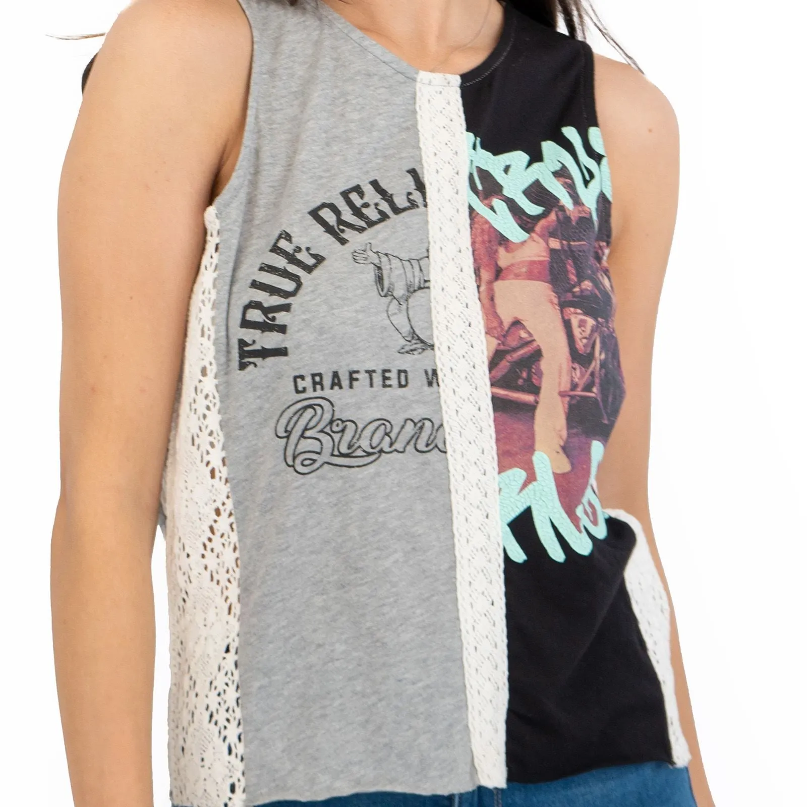 True Religion Womens Grey Vest Tank Top Sleeveless