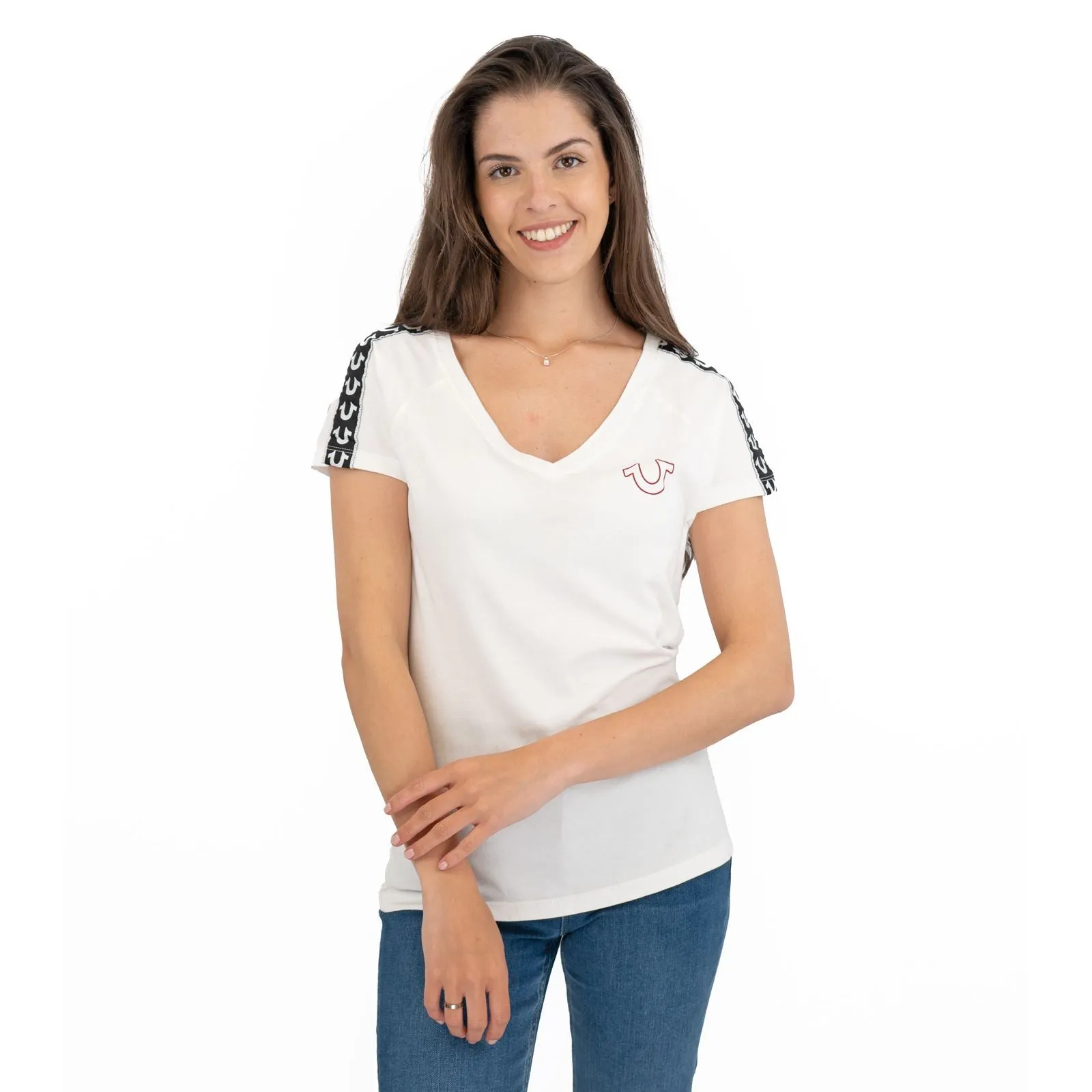 True Religion Womens White Top T-Shirt Short Sleeve