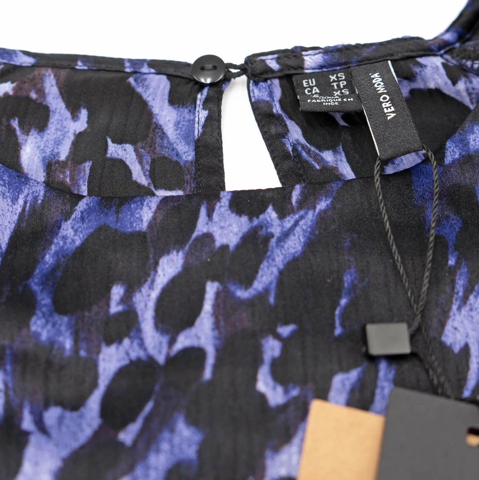 Vero Moda Black Purple Leopard Print 3/4 Sleeve Tops