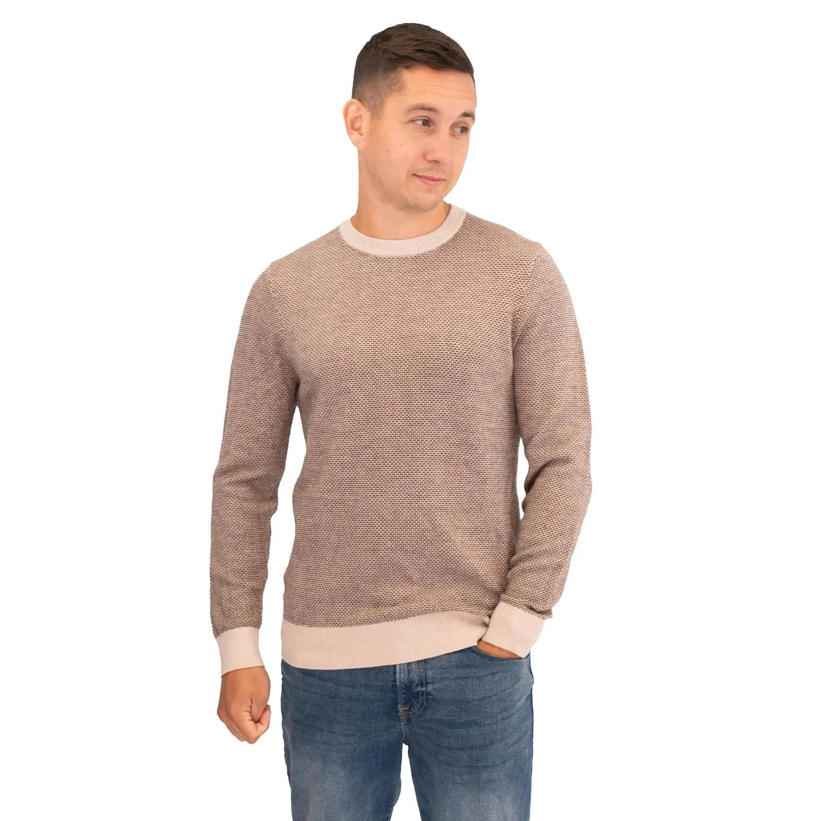 White Stuff Mens Newport Merino Wool Jumper Brown