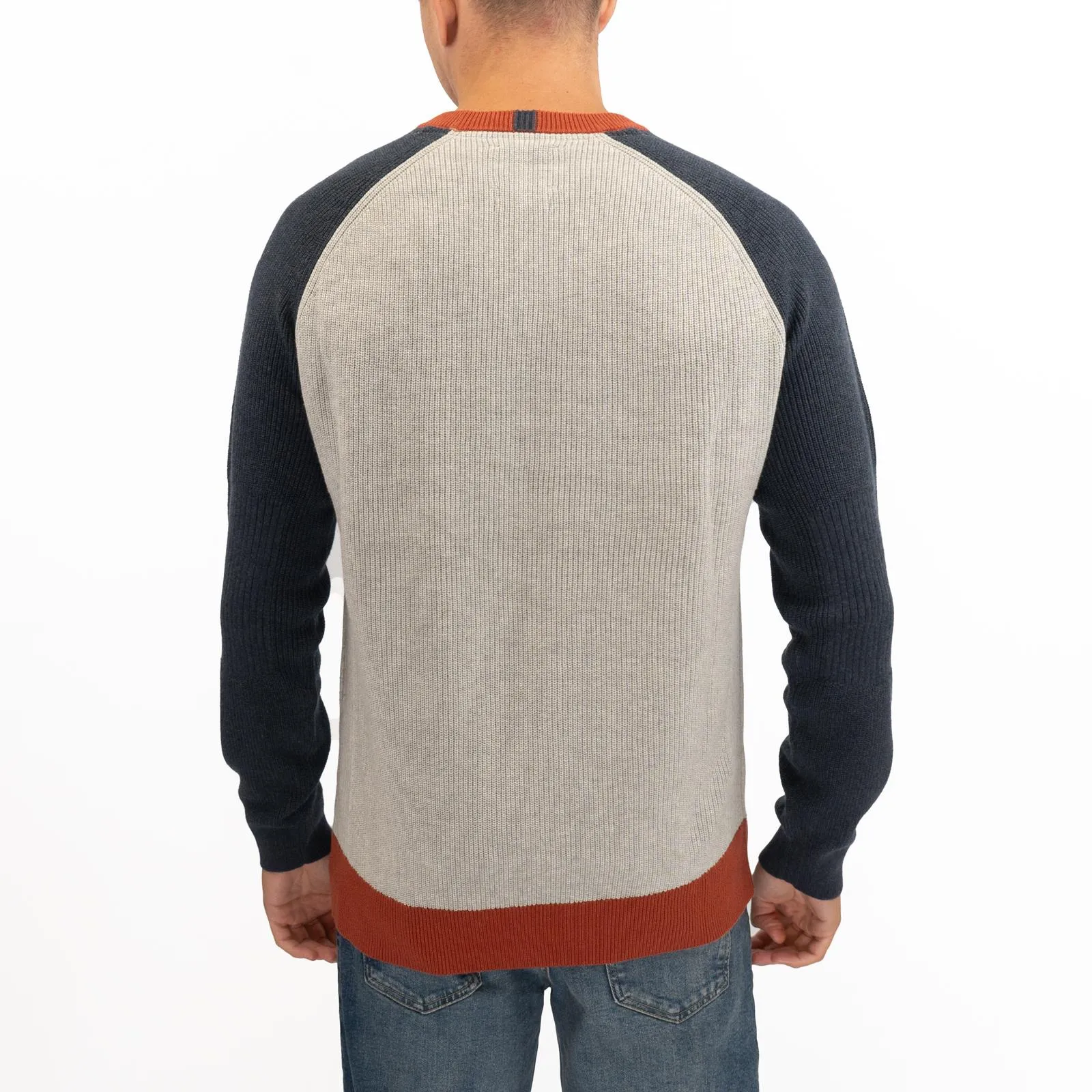 White Stuff Mens Pentire Crew Neck Grey Colour Block Jumper