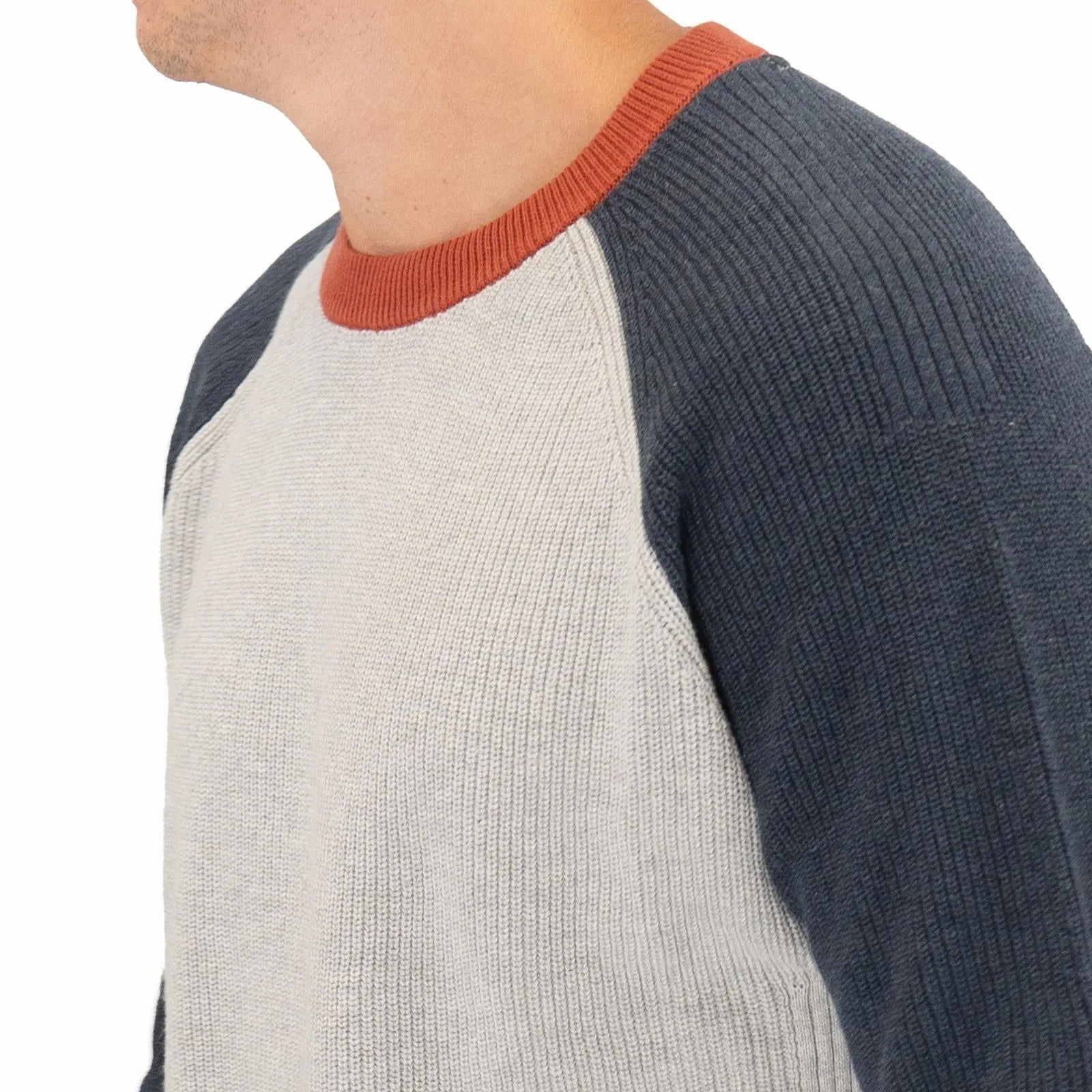White Stuff Mens Pentire Crew Neck Grey Colour Block Jumper