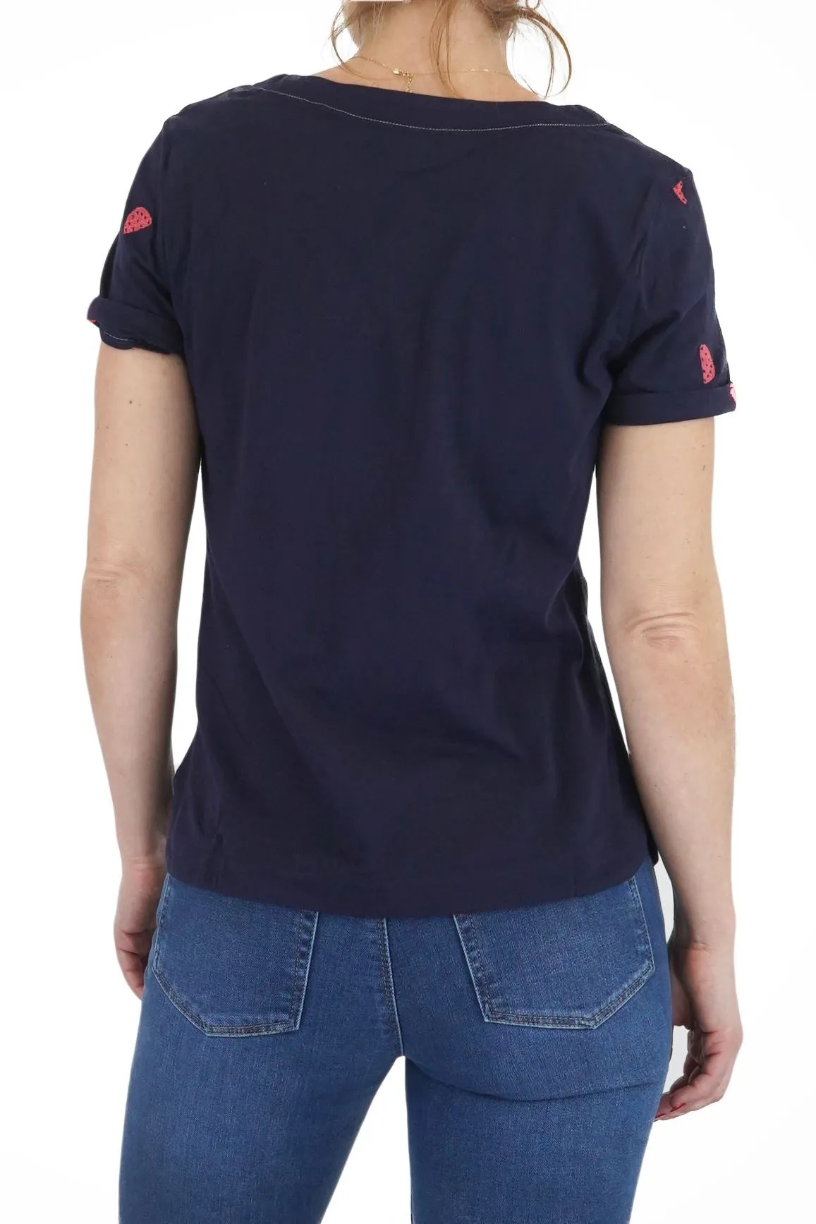 White Stuff Womens Watermelon Blue T-Shirt Summer Short Sleeve