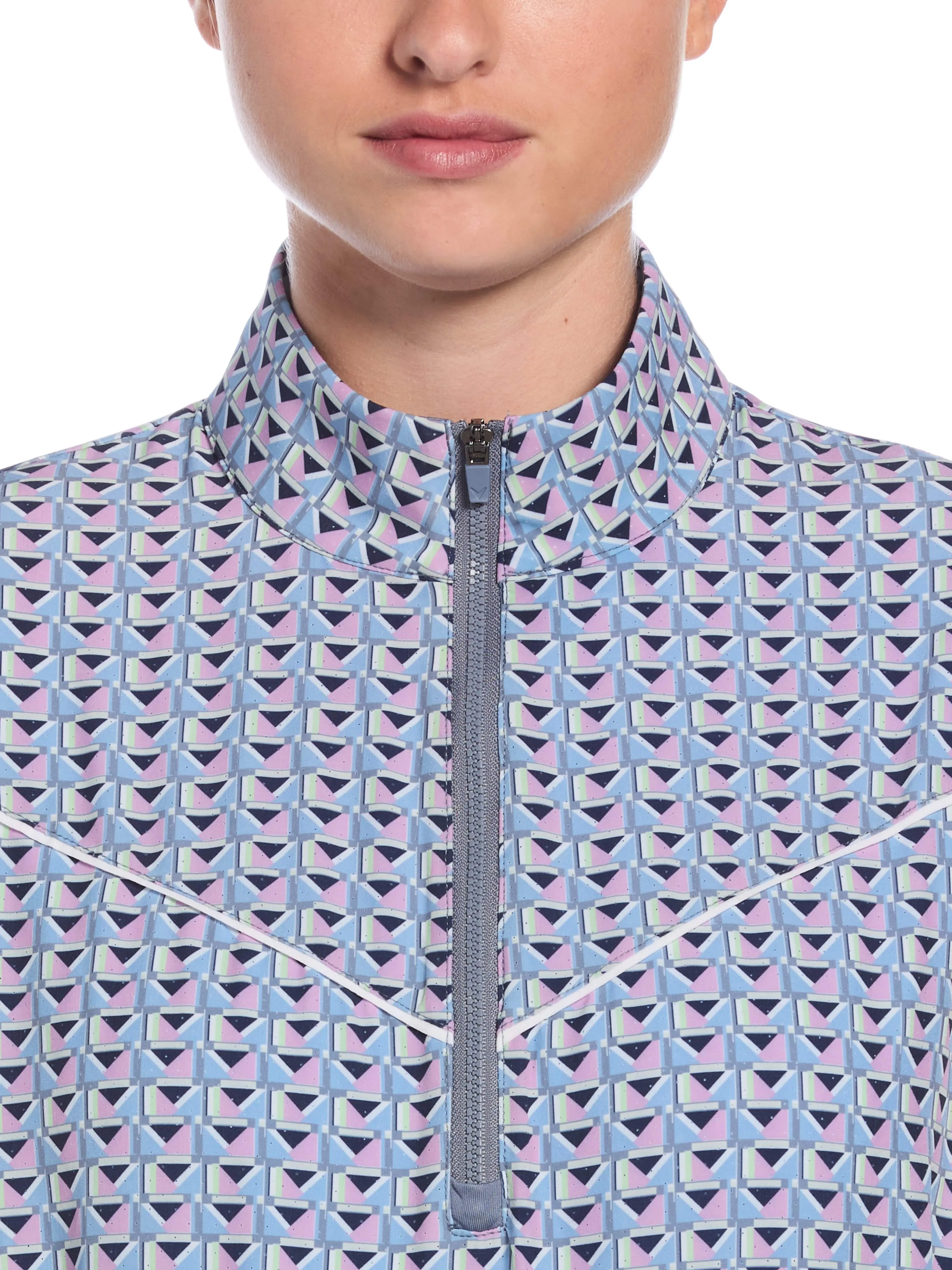 Womens Perforated Woven Cropped 1/4 Zip Callaway Apparel