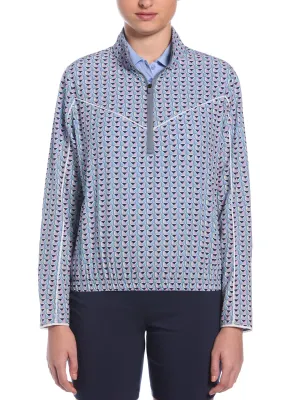 Womens Perforated Woven Cropped 1/4 Zip Callaway Apparel