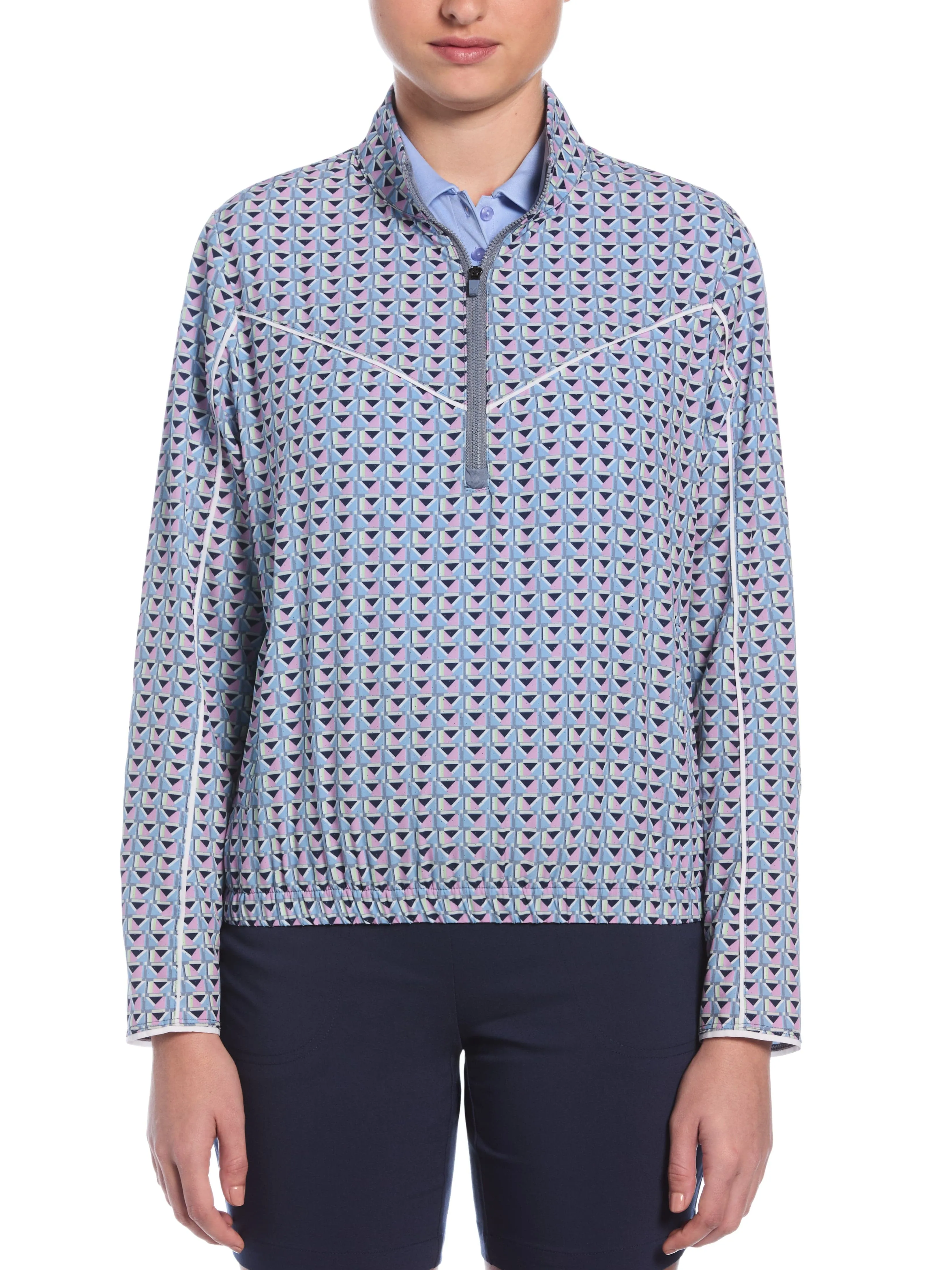 Womens Perforated Woven Cropped 1/4 Zip Callaway Apparel