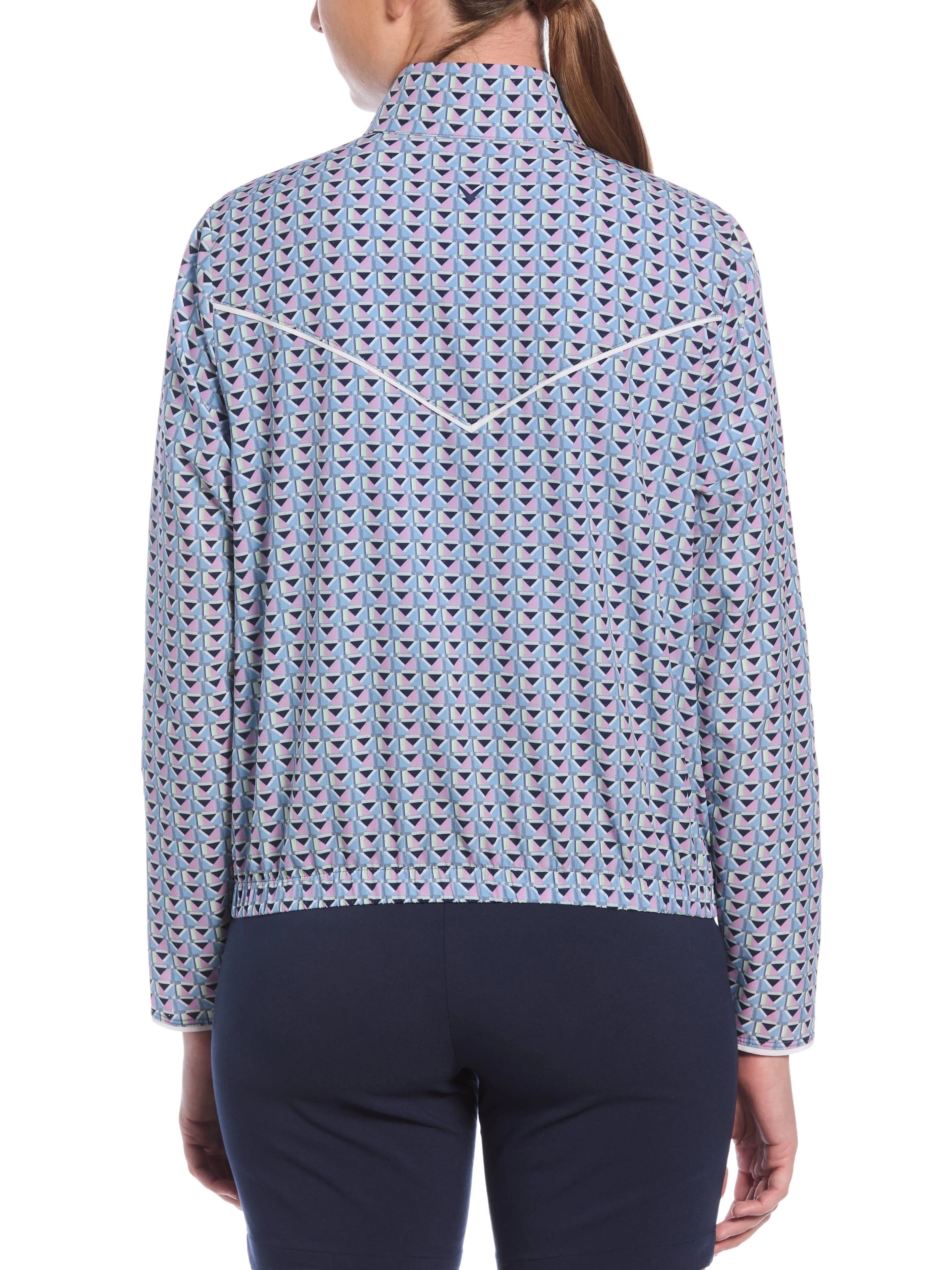 Womens Perforated Woven Cropped 1/4 Zip Callaway Apparel