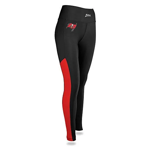 Zubaz NFL Womens Tampa Bay Buccaneers Solid Color Team Logo Leggings
